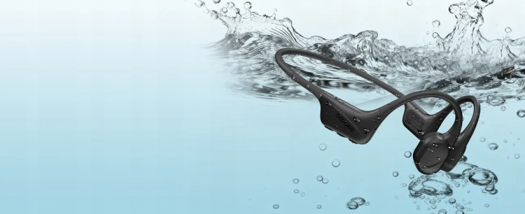 Lekkie szare słuchawki sportowe DOOGEE BoneBeat Swim 25,1 g