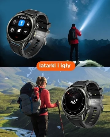 Latarka kompas i funkcje outdoorowe smartwatcha DOOGEE Anywise W1