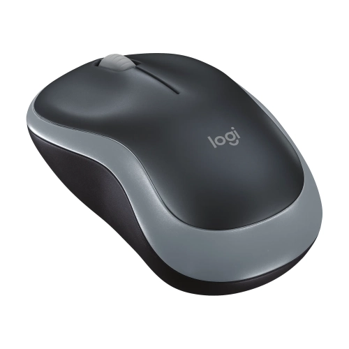 Mysz bezprzewodowa Logitech M185 szara, widok z boku pod kątem
