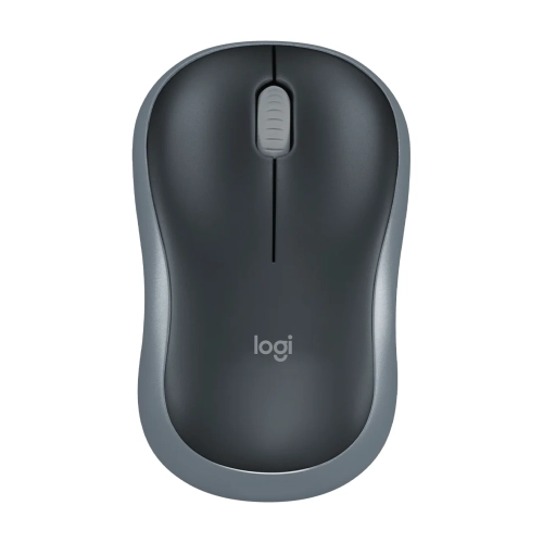 Logitech M185 szara z góry, symetryczna obudowa i kółko przewijania