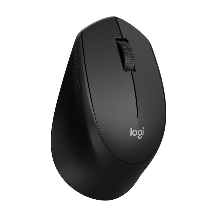 Lewy bok myszy Logitech M280 z teksturowanym miejscem na kciuk