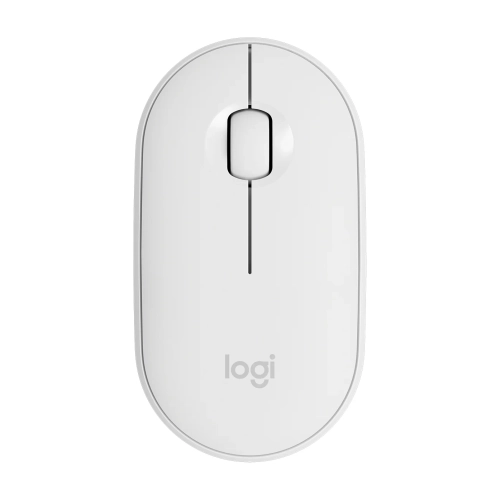 Biała Logitech Pebble M350 z góry, owalny kształt