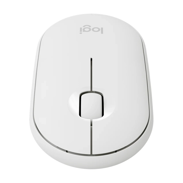 Logitech Pebble M350 biała od przodu z kółkiem przewijania