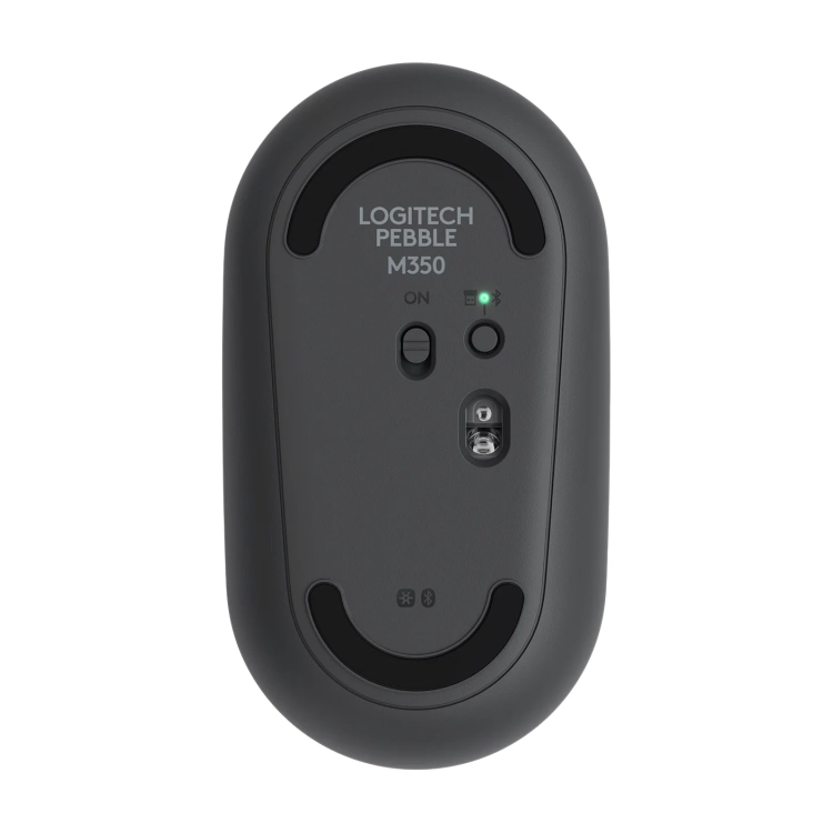 Spód Logitech Pebble M350 grafitowej z przyciskiem trybu połączenia
