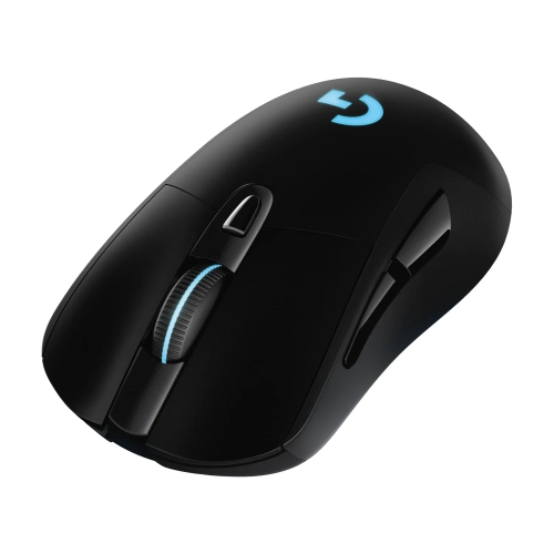 Mysz bezprzewodowa Logitech G703 LIGHTSPEED czarna, widok z tyłu pod kątem