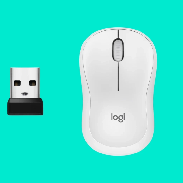 Logitech M221 Silent biała i jej odbiornik USB