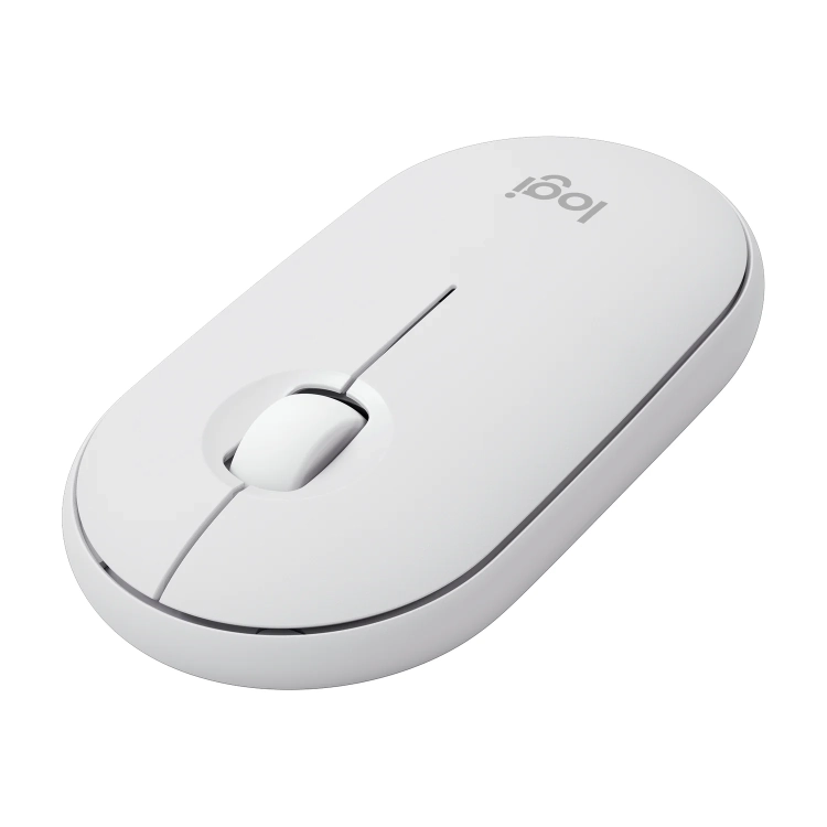 Mysz Logitech Pebble Mouse 2 M350s biała, widok pod kątem