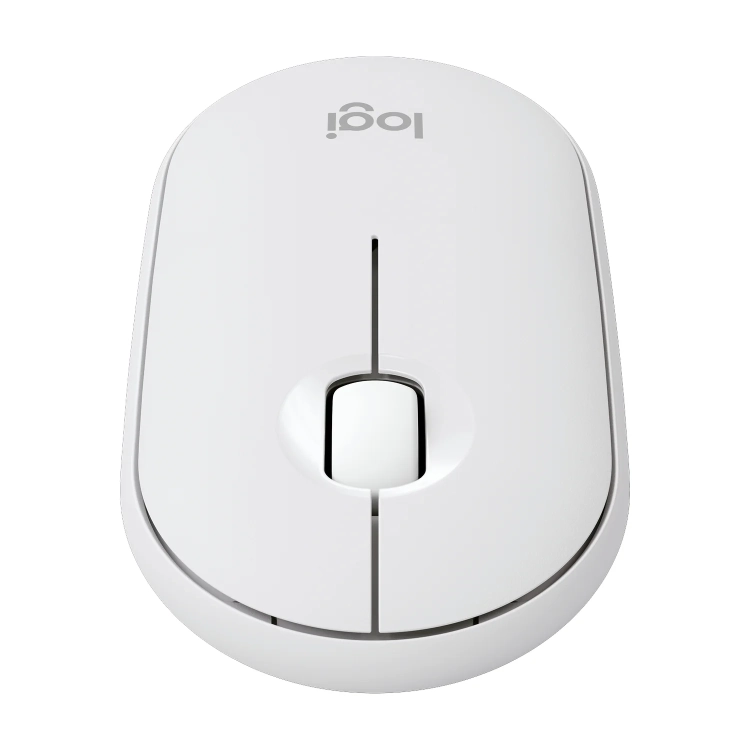 Logitech Pebble Mouse 2 M350s biała od przodu, kółko przewijania