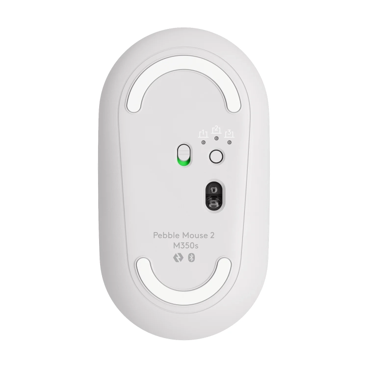 Spód białej Pebble Mouse 2 M350s z przyciskiem Easy-Switch