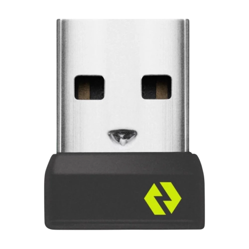 Logi Bolt USB-A od przodu, żółte logo Bolt