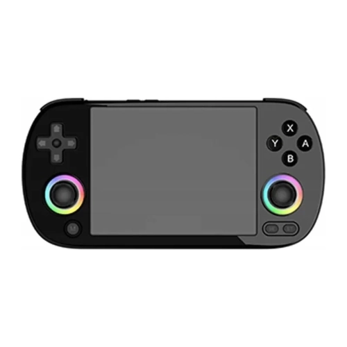 Konsola ANBERNIC RG40XX H czarna z przodu, ekran 4 cale i dwa drążki z RGB