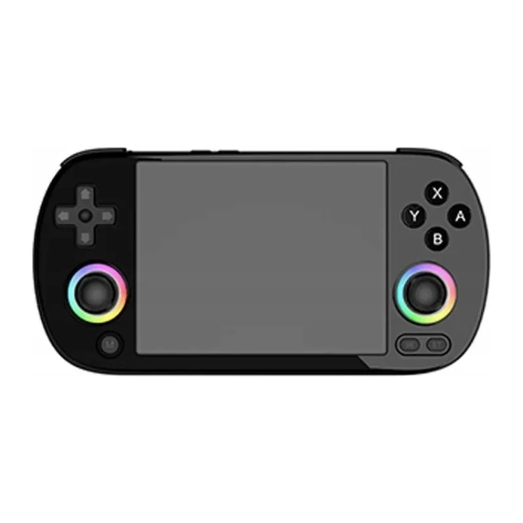 Konsola ANBERNIC RG40XX H czarna z przodu, ekran 4 cale i dwa drążki z RGB