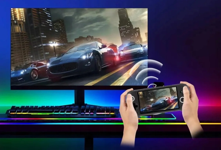 Gra z komputera wyświetlana na ekranie AMOLED konsoli ANBERNIC RG556