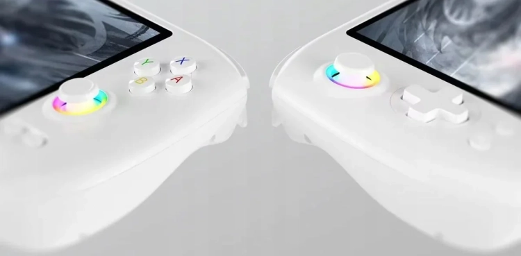 Pojemnościowe drążki z podświetleniem RGB w konsoli ANBERNIC RG557