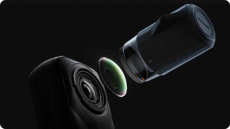 Zdejmowanie soczewki z kamery Insta360 X5 narzędziem z zestawu