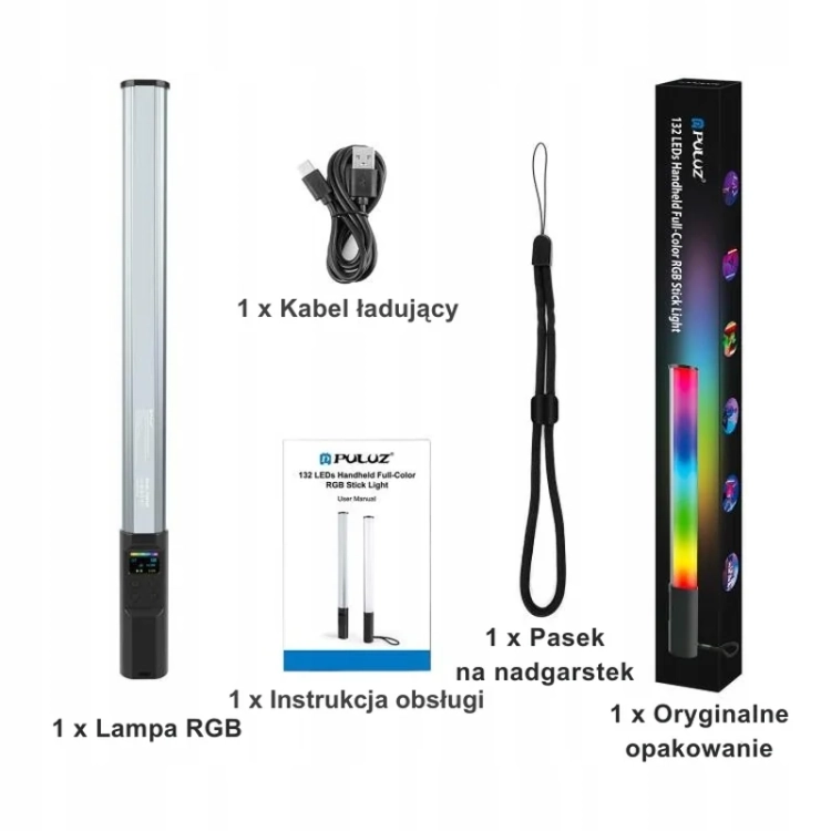 Zestaw PULUZ PU4140: lampa, kabel, pasek na nadgarstek i instrukcja