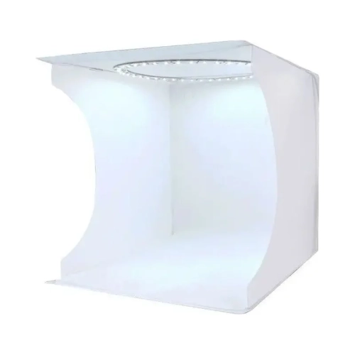 Rozłożony namiot bezcieniowy PULUZ PU5030 30 cm z białym tłem i pierścieniem LED