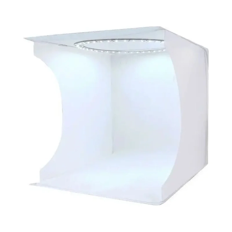 Rozłożony namiot bezcieniowy PULUZ PU5030 30 cm z białym tłem i pierścieniem LED