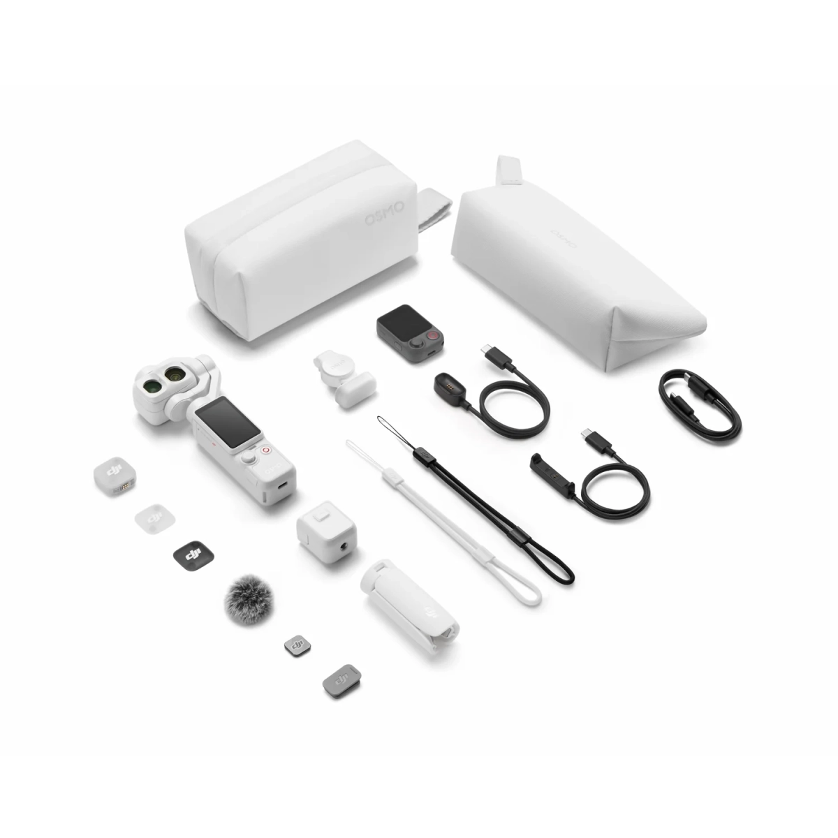 Zestaw DJI Osmo Pocket 4P Vlog Combo Pearl White z mikrofonem, pilotem i statywem