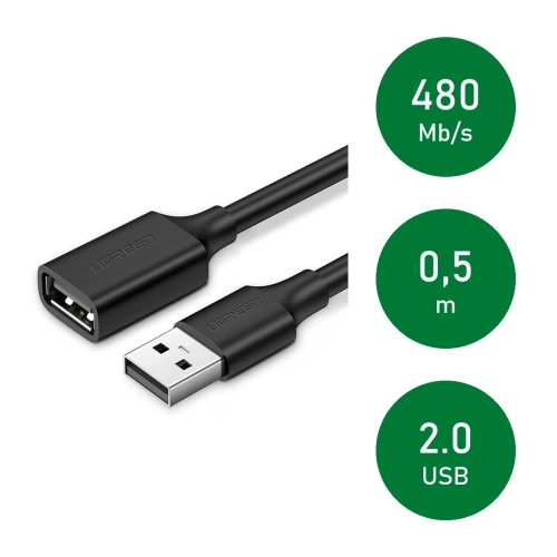 UGREEN US103 0,5 m: transfer 480 Mb/s, długość 0,5 m, USB 2.0