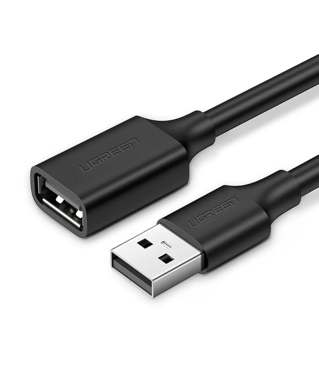 Złącza USB-A krótkiego przedłużacza UGREEN US103 ułożone ukośnie