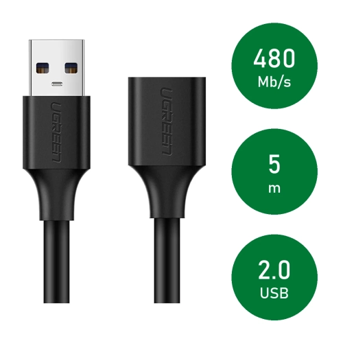 UGREEN US103 5 m: transfer 480 Mb/s, długość 5 m, standard USB 2.0