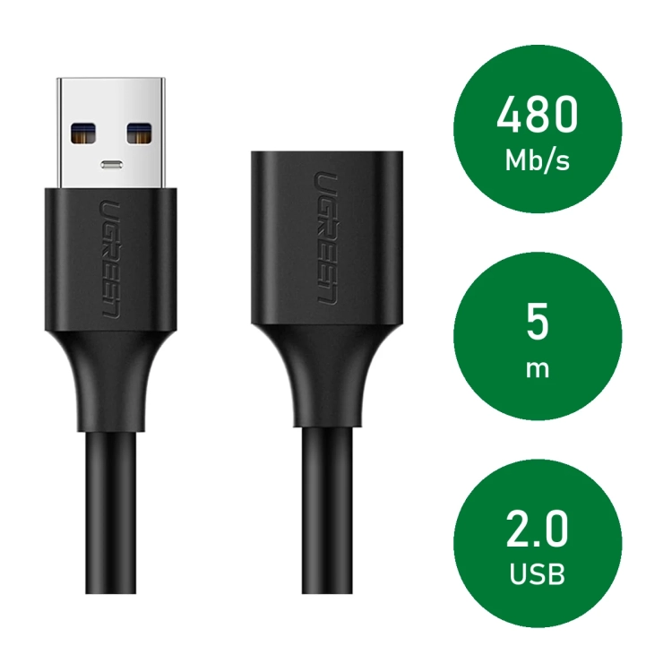 UGREEN US103 5 m: transfer 480 Mb/s, długość 5 m, standard USB 2.0