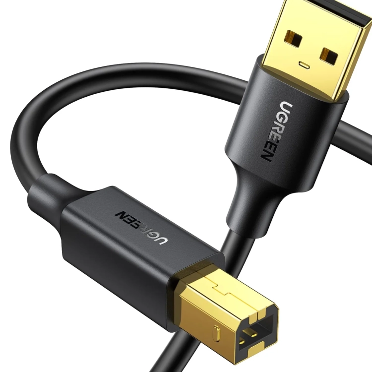 Wtyki USB-A i USB-B kabla UGREEN US135 na białym tle
