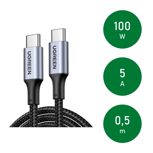 UGREEN US316 0,5 m: moc 100 W, prąd 5 A, długość 0,5 m