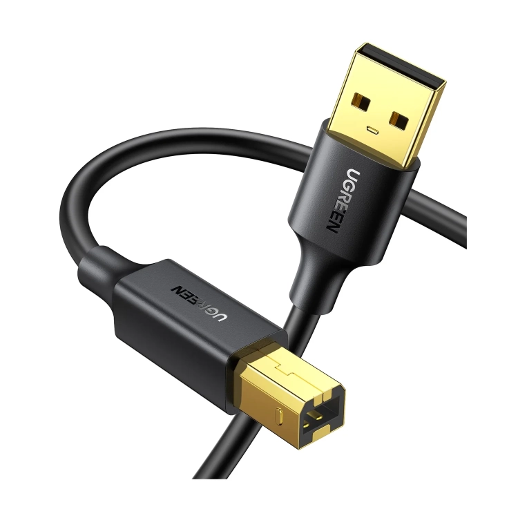 Kabel UGREEN US135 USB-A – USB-B 2 m czarny z pozłacanymi wtykami