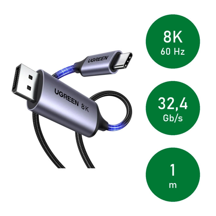 UGREEN CM556 1 m: 8K 60 Hz, przepustowość 32,4 Gb/s, długość 1 m