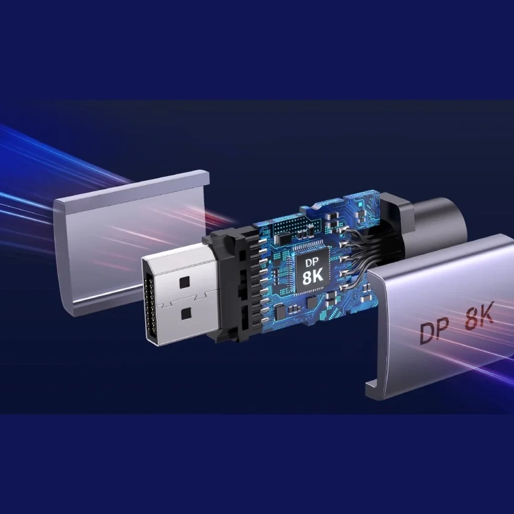 Budowa wtyku DisplayPort UGREEN DP120 z aluminiową obudową
