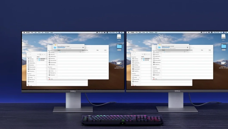 Tryb lustrzany na dwóch monitorach z kablem UGREEN DP120