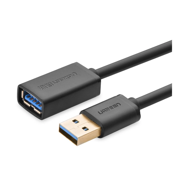 Niebieskie wkładki USB 3.0 we wtyku i gnieździe przedłużacza UGREEN US129