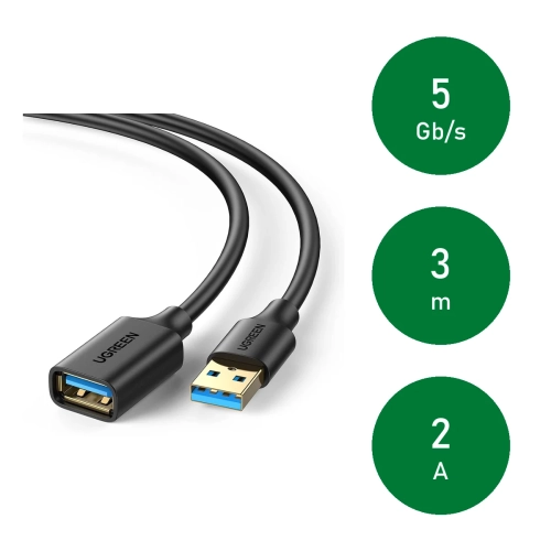 UGREEN US129 3 m: transfer 5 Gb/s, długość 3 m, prąd do 2 A