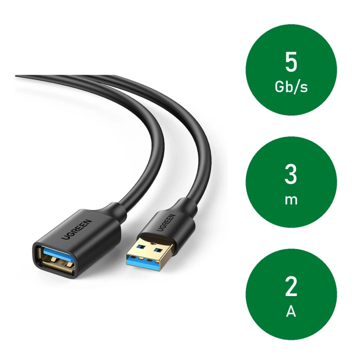 UGREEN US129 3 m: transfer 5 Gb/s, długość 3 m, prąd do 2 A