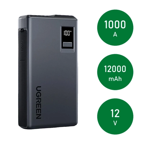 UGREEN ES702: prąd szczytowy 1000 A, pojemność 12000 mAh, instalacja 12 V