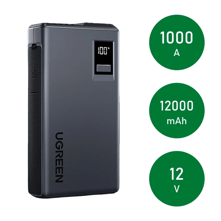 UGREEN ES702: prąd szczytowy 1000 A, pojemność 12000 mAh, instalacja 12 V