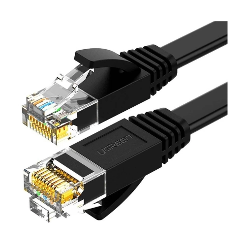 Płaski kabel sieciowy UGREEN NW102 Cat.6 10 m czarny, dwa wtyki RJ45
