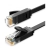 Dwa przezroczyste wtyki RJ45 płaskiego kabla UGREEN NW102 z bliska