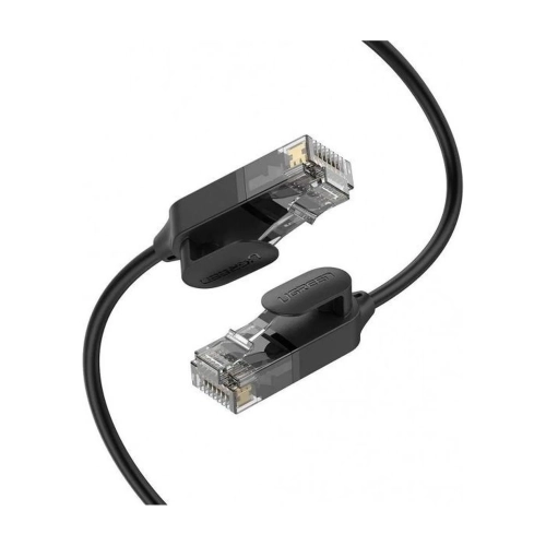 Kabel sieciowy UGREEN NW122 Cat.6A 1,5 m czarny, cienki przewód i dwa wtyki