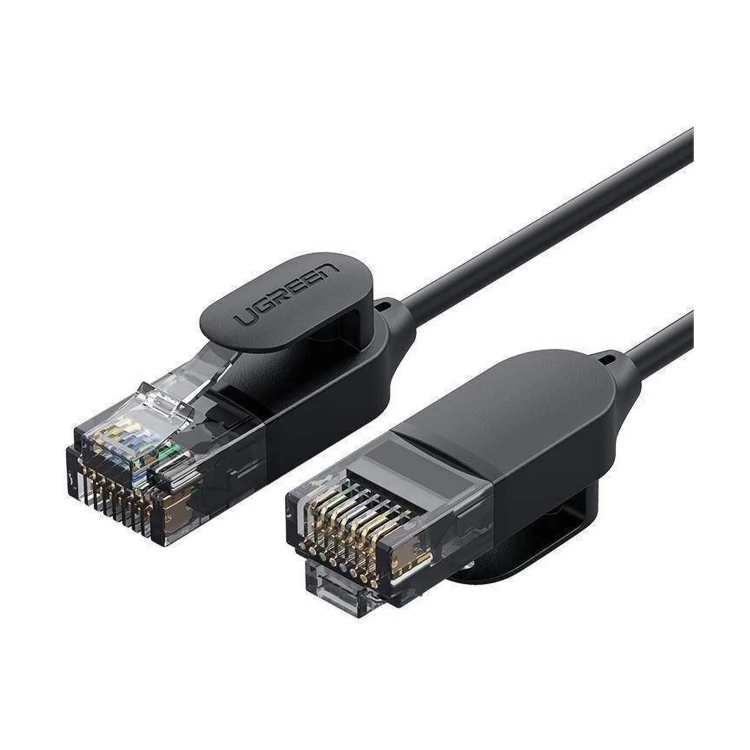 Cienki kabel sieciowy UGREEN NW122 Cat.6A 2 m czarny z wtykami RJ45