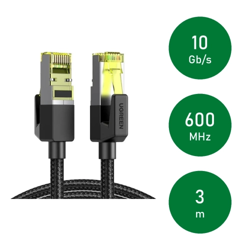 UGREEN NW150 Cat.7: do 10 Gb/s, pasmo 600 MHz, długość 3 m