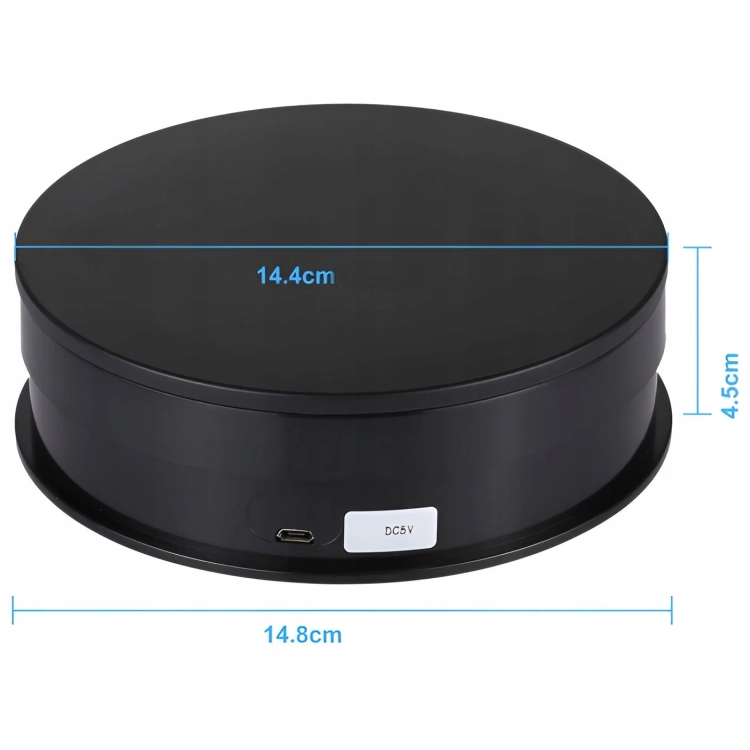 Stolik obrotowy elektryczny PULUZ PU3048B z wymiarami 14,6 × 4,8 cm