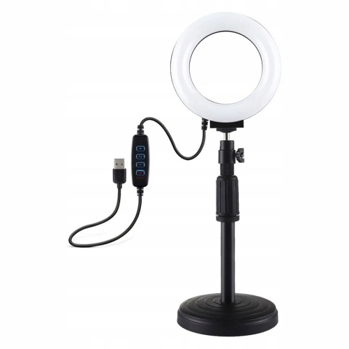 Lampa pierścieniowa LED PULUZ 12 cm na statywie biurkowym z kablem USB