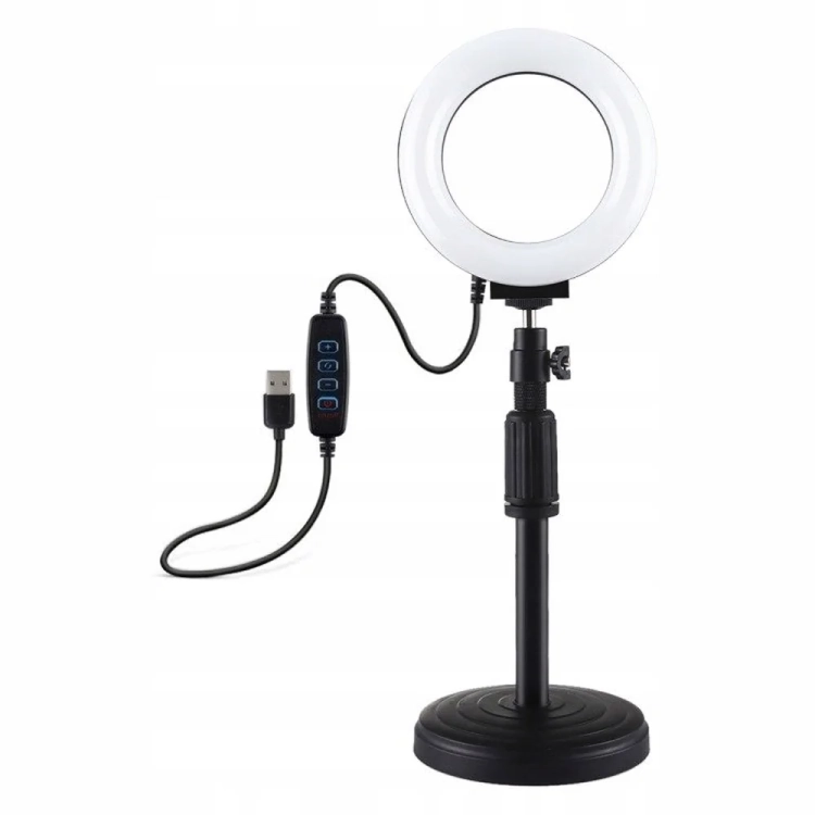 Lampa pierścieniowa LED PULUZ 12 cm na statywie biurkowym z kablem USB
