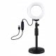 Lampa pierścieniowa LED PULUZ 12 cm na statywie biurkowym z kablem USB