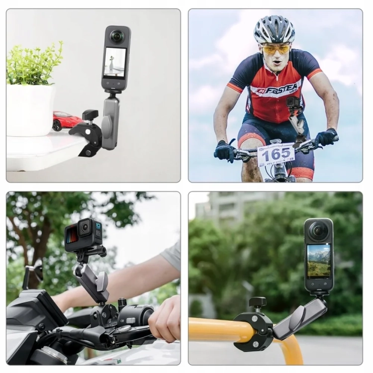 Uchwyt na kierownicę PULUZ PU867B przykłady montażu na rowerze i motocyklu