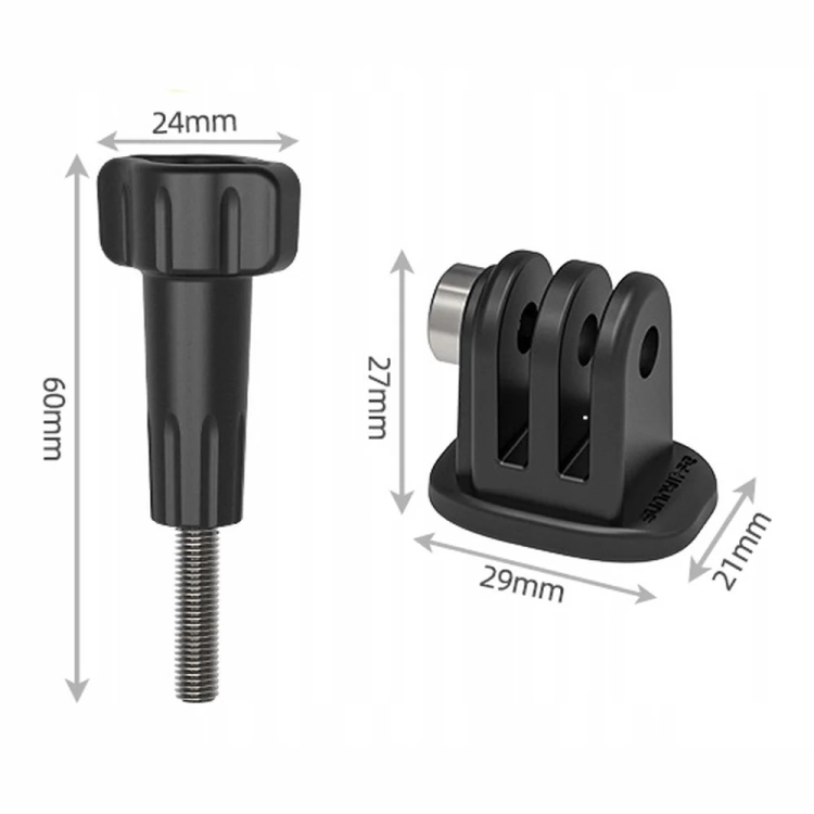 Adapter GoPro na 1/4 cala Sunnylife AD920 z wymiarami i śrubą