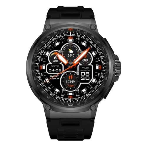 Czarny smartwatch COLMI V69 od frontu z tarczą analogowo-cyfrową